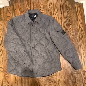 Rag & Bone Dane Charcoal Quilted Shirt Jacket - L (wool cashmere)